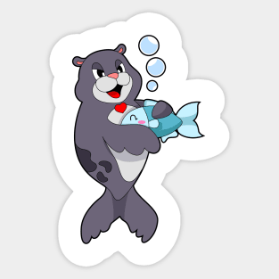 Penguin Fish Sticker